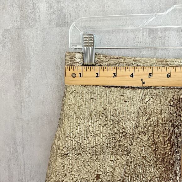 Eliza J Skirt Size 6 A-line Gold Metallic Box Pleat Lined Pockets Maximalist - Picture 7 of 11